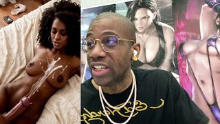 Petite Ebony slut with huge tits and tight body gets drenched in cum after public cock sucking and riding