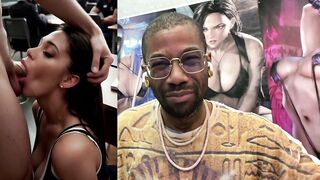 Watch this stunning Asian slut deepthroating a huge cock and getting covered in cum