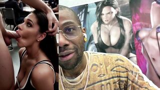 Watch this stunning Asian slut deepthroating a huge cock and getting covered in cum