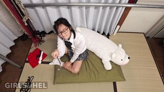 Watch this Asian student get her tight pussy drilled while homework is waiting!