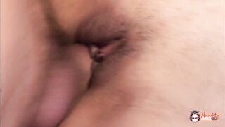 Chubby Asian Lil Tokyo pleasures herself with a massive dildo before taking the real thing