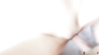 Hot Asian babe with huge tits takes a rough pounding & gets a warm creampie in POV