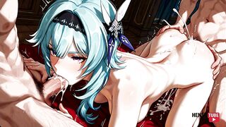 Eula, the anime, cartoon, and hentai cosplay babe, gets her hands on some Genshin Impact action!