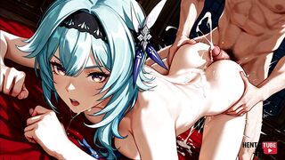 Eula, the anime, cartoon, and hentai cosplay babe, gets her hands on some Genshin Impact action!