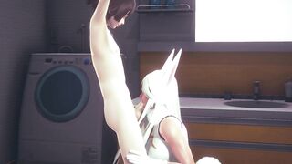 My Hero Academia Hentai - Rumi Usagiyama blowjob in laundry room - 2 image