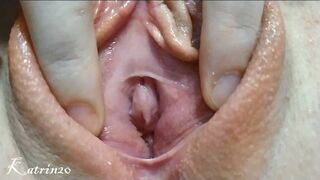 Wet pussy girl emits a lot of juice after Masturbation close up - 1 image