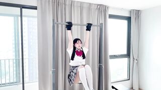 Watch this amateur Asian housewife get hardcore bound and creampied - 1 image