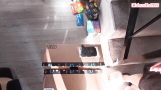 Sexy Asian wife unloads on a Courier while getting her pussy stuffed with toys - 2 image