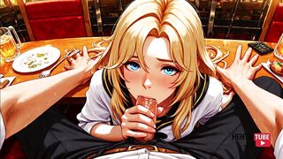 Japanese Asian Hentai Anime & Anime Game - Sexy Blonde gets naughty in public eatery - 15 image