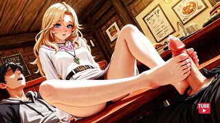 Japanese Asian Hentai Anime & Anime Game - Sexy Blonde gets naughty in public eatery - 3 image