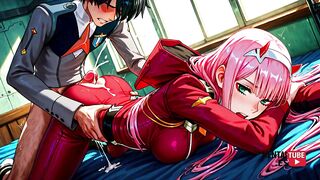 Japanese Asian cartoon babe in cosplay strips and fucks in Franxx Hentai Zero Two Pic collection - uncensored Japanese anime porn video - 10 image