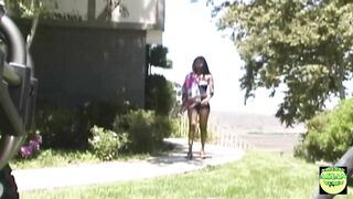 Watch this Asian beauty moan in pleasure as she takes a massive cock in her wet hole out in the open - 1 image