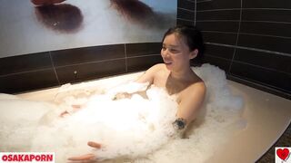 Watch hot Japanese MILF Yuri shave her pussy and get off with a toy in the shower - 1 image