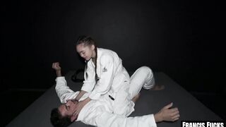 Petite Asian teen gets drilled hard by her trainer in a rough doggystyle session - 2 image