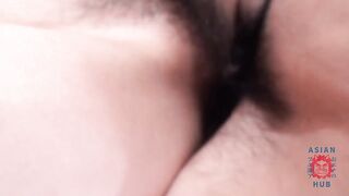 Hairy Japanese slut screams in pleasure as her hairy pussy gets creampied in JAV fuck - 15 image