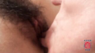 Hairy Japanese slut screams in pleasure as her hairy pussy gets creampied in JAV fuck - 3 image