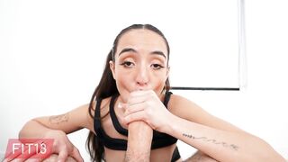 Sasha Tatcha - Fit Asian Russian teen in shorts gets a hardcore creampie POV-style