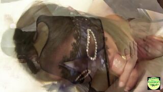 Brunette blindfolded & drilled hard by lover's big cock in stockings