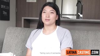 Big-titted amateur Latina with massive natural tits rides me hard and deep in doggystyle