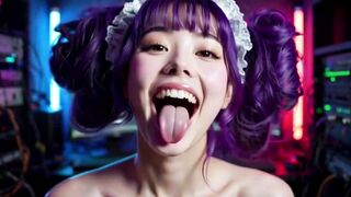 Ai Animation: A cyberpunk office girl with a lovely smile - 11 image