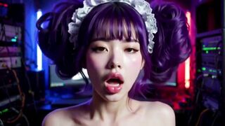 Ai Animation: A cyberpunk office girl with a lovely smile - 15 image