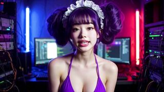 Ai Animation: A cyberpunk office girl with a lovely smile - 5 image