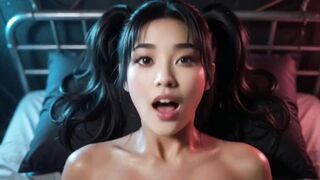 Cute Asian Yakata gets down and dirty in her room - Ai animation