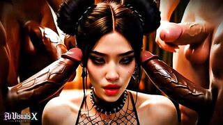 Pure ASMR sounds from a kinky Asian slut taking on multiple massive cocks in a wild interracial gangbang - 1 image