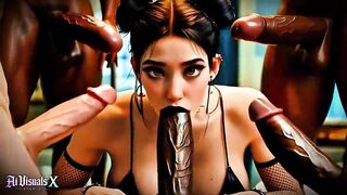 Pure ASMR sounds from a kinky Asian slut taking on multiple massive cocks in a wild interracial gangbang - 5 image