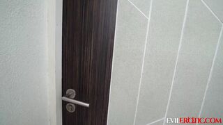 Evil Erotic caught spying on hot neighbors & gives sloppy POV blowjob with big tits in shower - 3 image