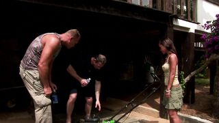 Watch two hot milfs take turns on a wild threesome with a lucky guy - 2 image
