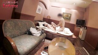 Watch this hot Japanese babe in high heels and lingerie take on two cocks like a pro! - 6 image