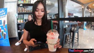 Starbucks coffee date with gorgeous big ass Asian teen girlfriend - 3 image