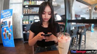 Starbucks coffee date with gorgeous big ass Asian teen girlfriend - 5 image