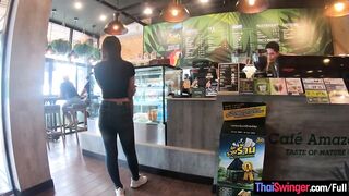 Starbucks coffee date with gorgeous big ass Asian teen girlfriend - 7 image