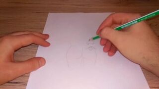 Drawing a beutiful female ass - 1 image