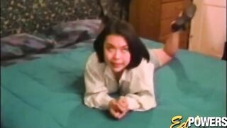 Vintage Asian teen takes it up her hairy twat super hard - 2 image