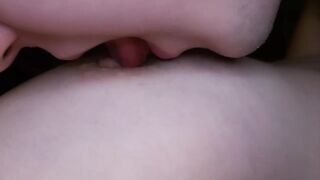 I lick my girlfriend's nipples slobberingly. She moans loudly in pleasure - 10 image