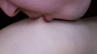 I lick my girlfriend's nipples slobberingly. She moans loudly in pleasure - 13 image