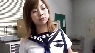 Sayaka Hagiwara has love box fucked with toy under uniform s - 4 image