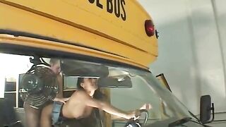 Nasty Asian girl is eager to have sex with older man in the empty school bus - 12 image