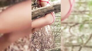 Desi Sexy Girl Naked fun on the tree and Micro Bikini dress in Jungle - 13 image