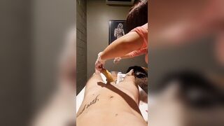 Wax Therapist Massage And Teasing My Cock Gets Me Hard - 14 image